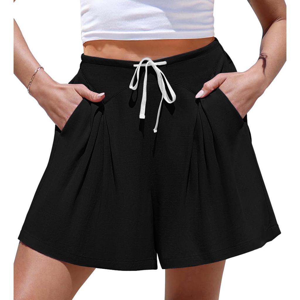 Sommershorts für Damen, lässig, hohe Taille, weiter Beinschnitt