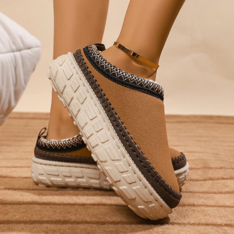 Women Plus Size Ankle High Platform Snow Boots Winter Lug Sole Slouchy Style Fleece Lined