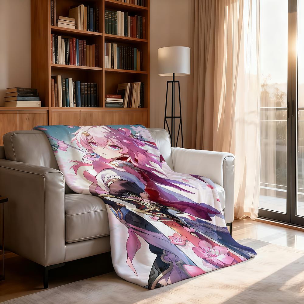 Hot Game Honkai Star March 7th Blanket Soft Throw Blanket for Home Bedroom Bed Sofa Picnic Travel Office Rest Cover Blanket Gift