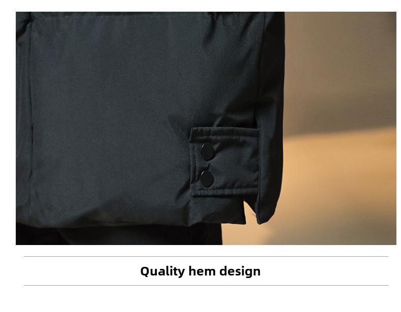 Men's Solid Color Hooded Cotton Jacket – Mid-Length, All-Match Winter Coat