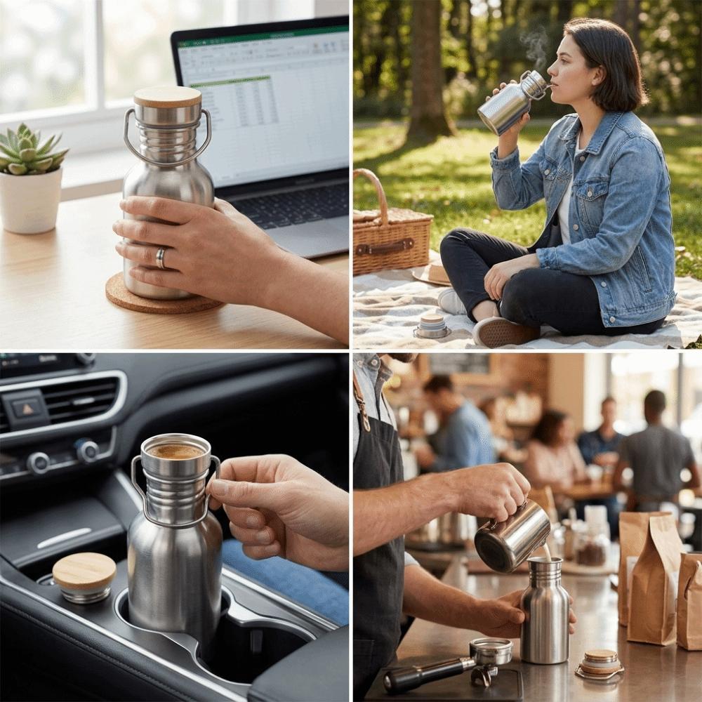 Rustless Steel Water Bottle Wide Mouth Design Water Jug Travel Water Container Outdoor Enthusiasts