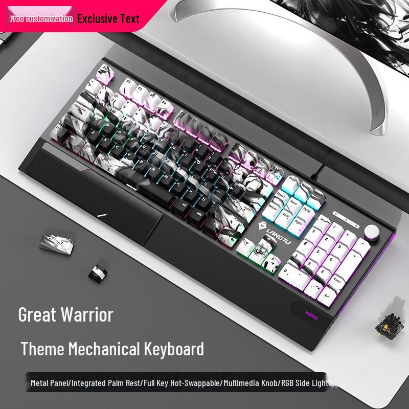 Langtu K1000 Mechanical Gaming Keyboard with Blue Switches - Custom PBT Theme for Girls & Office Use