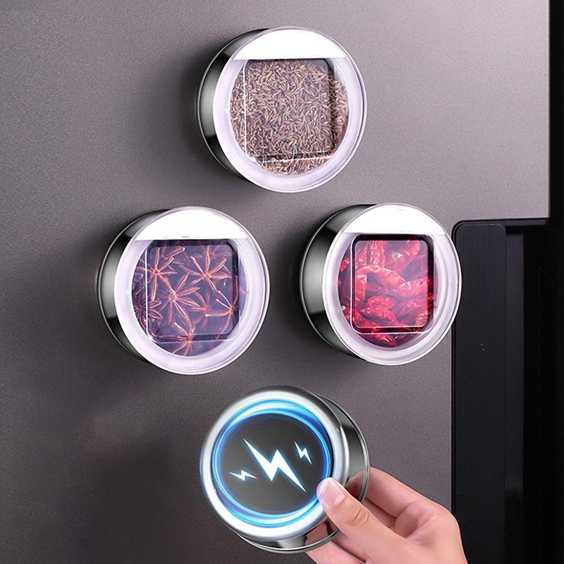 1/3/4/6Pcs Stainless Steel Magnetic Seasoning Containers Wall Mounted Silver Magnetic Spice Jars With Stickers Visible