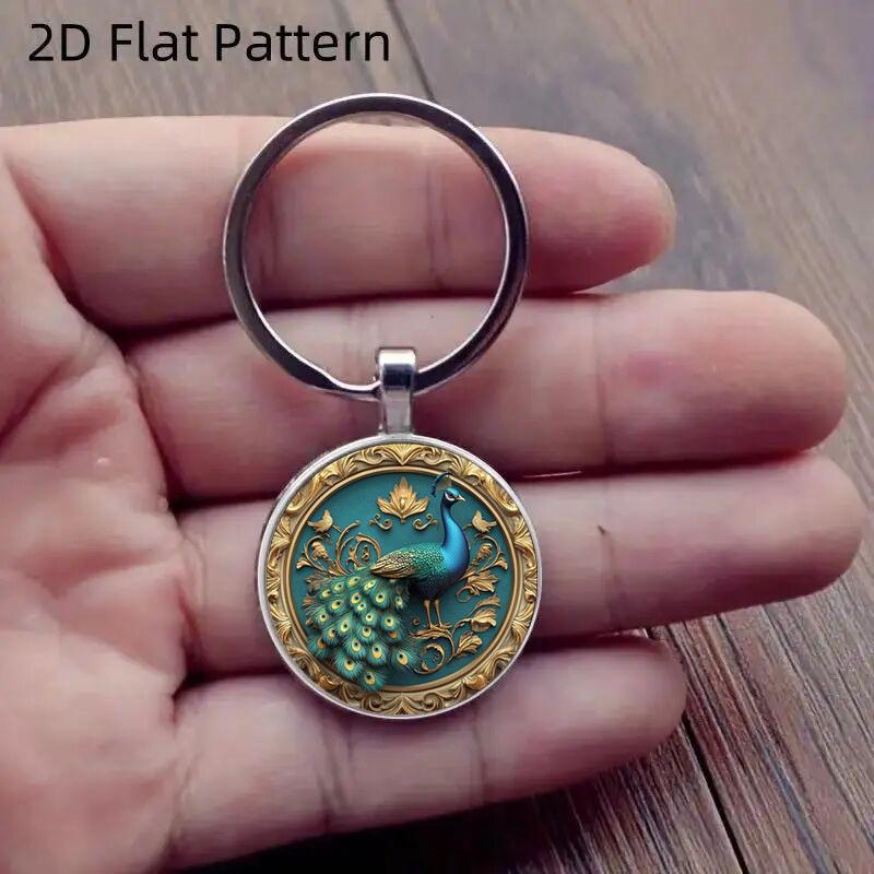 Exquisite Retro Peacock Keychain - European & American Style Metal Car Bag Charm