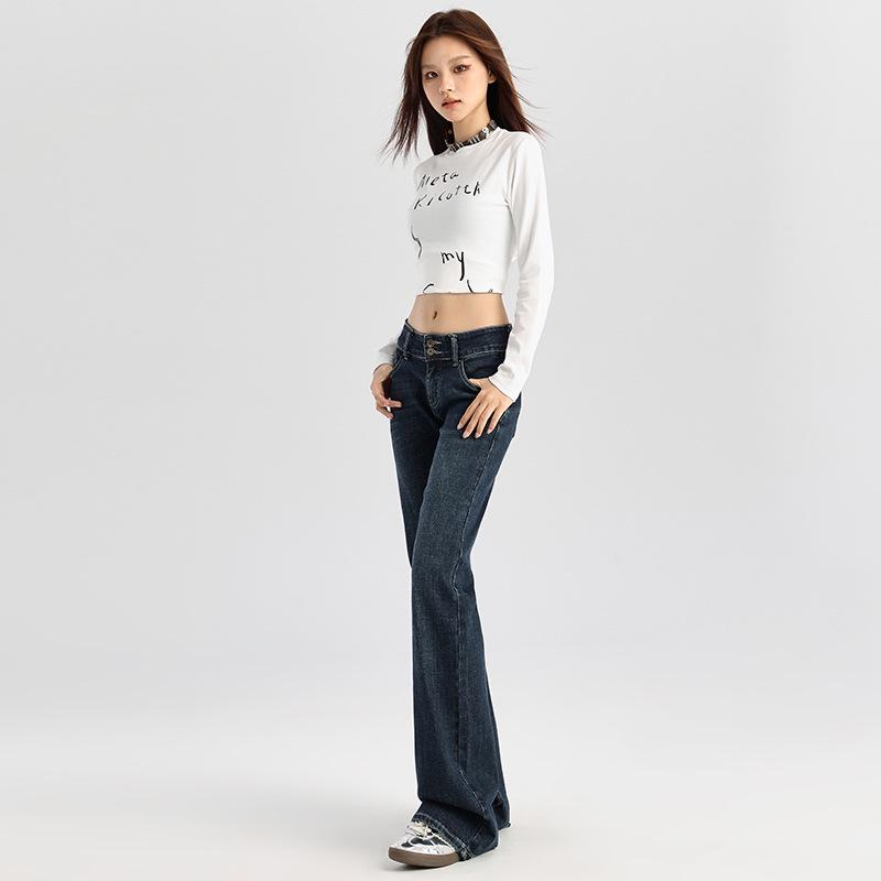 American Retro Spicy Girl Low-Rise Micro-Flare Bell Bottom Jeans - Women's Petite & Plus Length