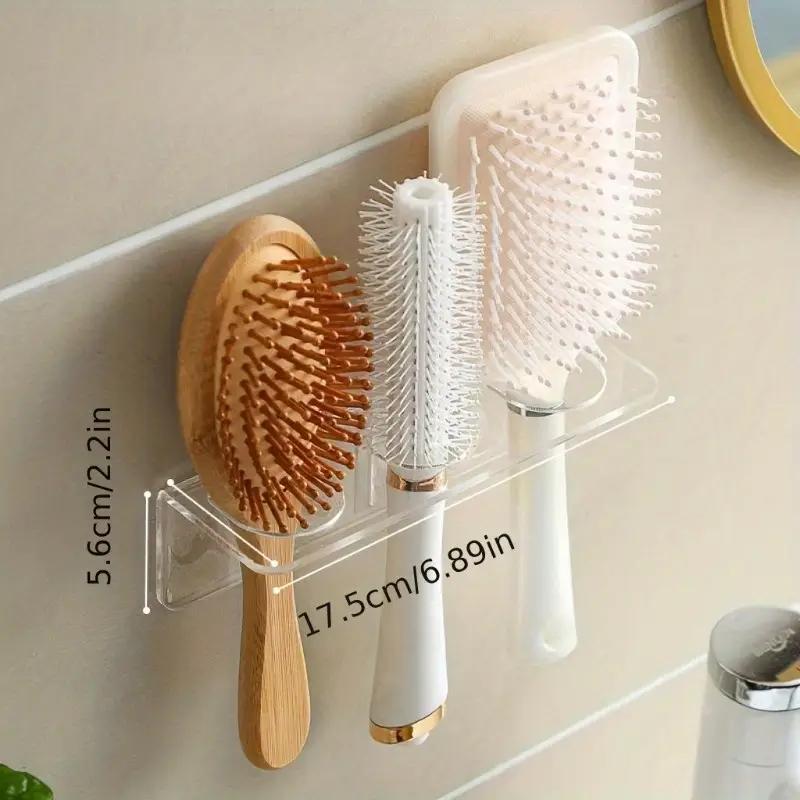 Mensola portaoggetti porta-pettine in acrilico trasparente, da parete, per spazzole per capelli, accessori per il bagno, mensole per la casa