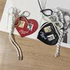 Herz Kartenhalter Schlüsselanhänger mit Schleife und gewebtem Band Fotokartenhülle Schlüsselanhänger Anhänger Accessoire für Taschen und Schlüssel