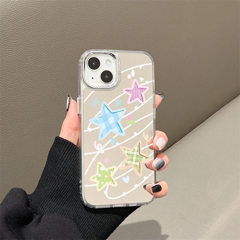 Colored Stars for iPhone17promax Mobile Phone Case 16 Niche 14/13 Apple 15 All-inclusive Makeup Mirror