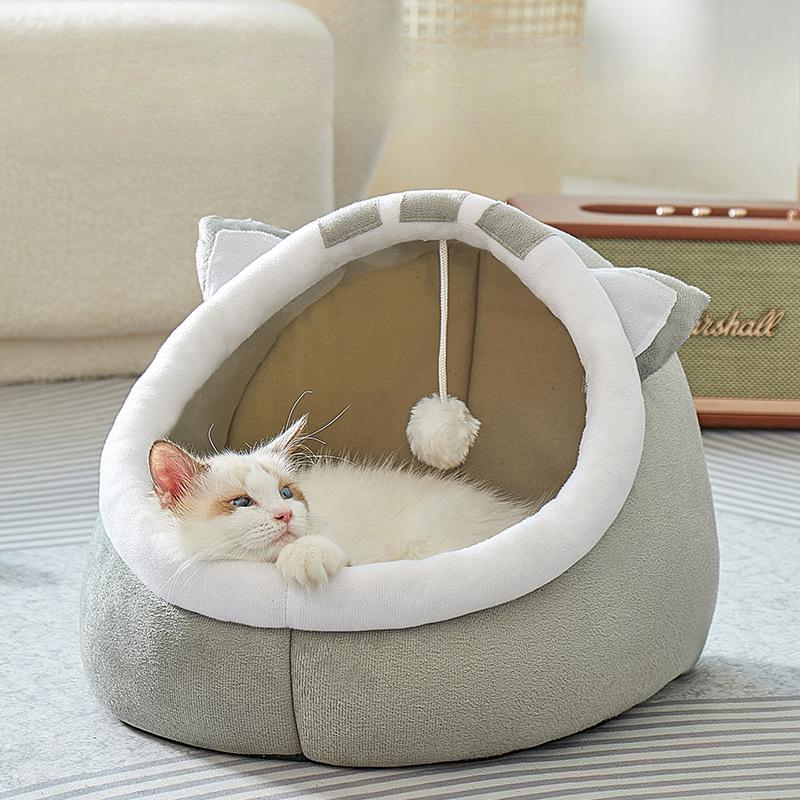 Ganzjahres-Universal-Halbgeschlossenes Katzenbett im Winter Warm Kleiner Hundezwinger Katzenzwinger Haustierbedarf