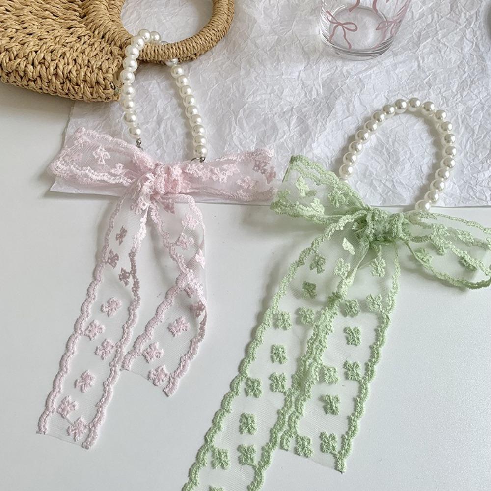 Lace Up Lace Scarves Bow Tie Ribbons Necklaces Exquisite Pearl Choker  Girl