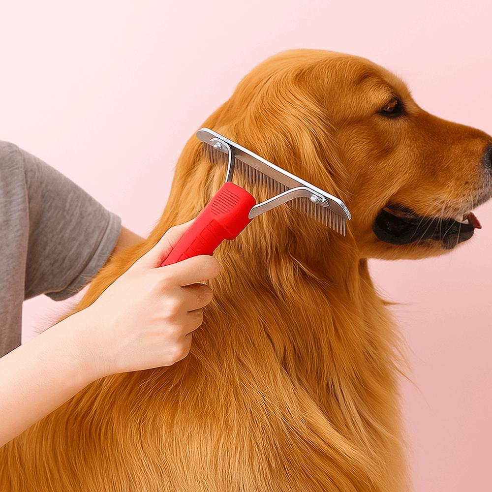 Hair Comb Steel Comb Pet Grooming Rake Long Tooth Anti-Slip Handle Dog Rake Comb Cat Dematting Brush for Cats Dogs