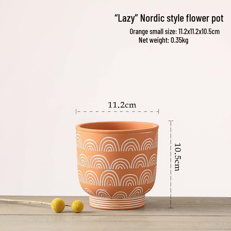 Red Clay Breathable Minimalist Terracotta Flower Pot with Feet for Succulents and Pothos - Round Design, Free Shipping