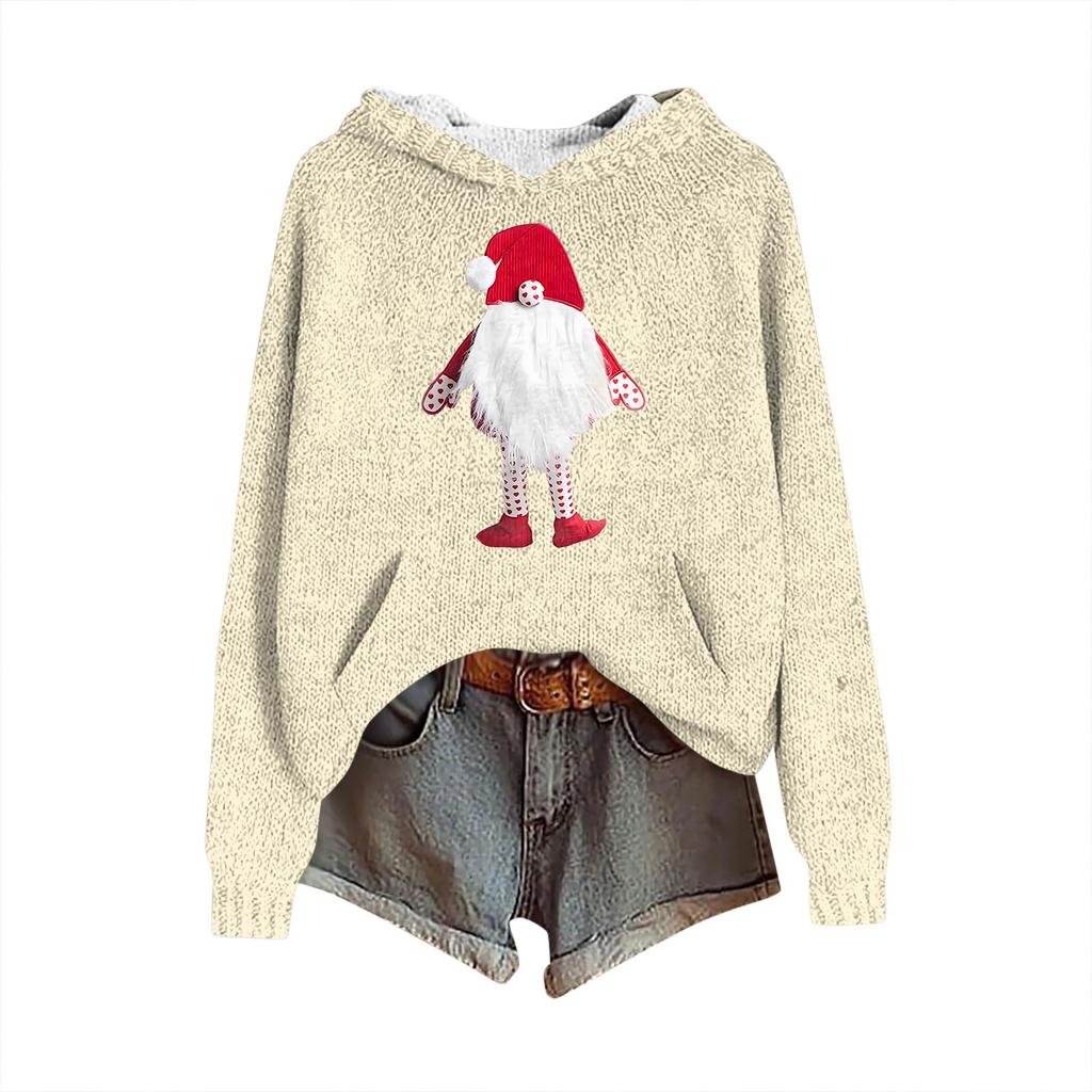 Dámské mikiny Pletený svetr Roztomilé tričko Podzimní pulovr Mikina s kapucí