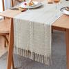 1Pc Linen Tassel Table Runner Rustic Farmhouse Style Tablecloth For Baby Shower Birthday Party Decoration Wedding Table Supplies