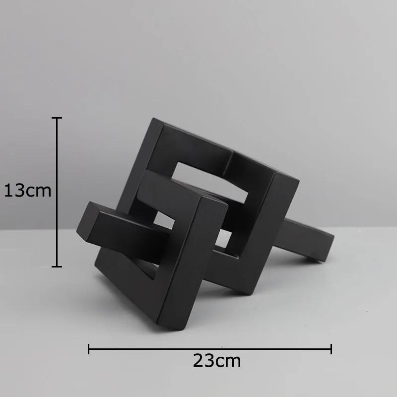 Black Geometric Metal Statue Abstract Artwork Desk Decoration Ornaments Modern Geometric Sculpture Room Aesthetics Decor