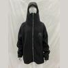 Y2K letter trendy casual loose autumn and winter high neck warm hooded zipper sweatshirt
