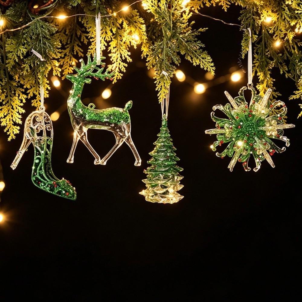 Butterfly Christmas Tree Hanging Decor Glitter Dust Finish Glitter Xmas Tree Ornament Home Party