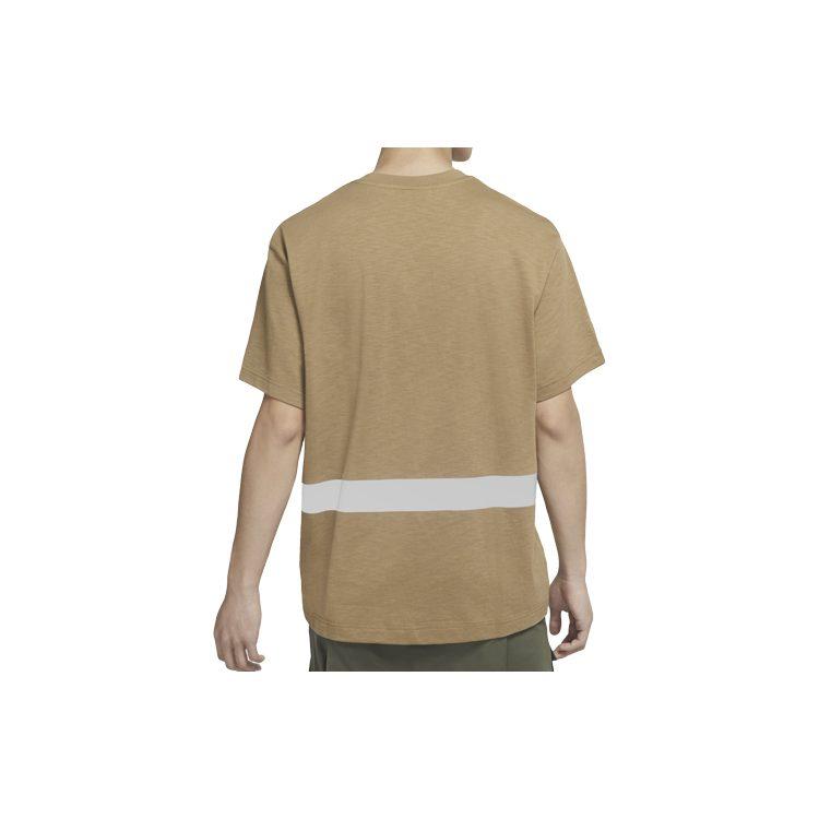 Nike T Shirts Men's Seaweed Brown Crew Neck Moderate Straight Fit DB3605-303