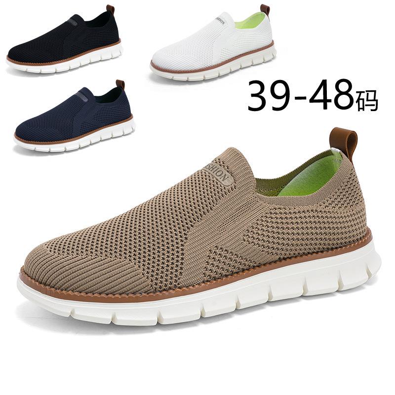 Large size men's shoes 48 casual shoes 47 fashion trend flying woven surface breathable and lightweight sports shoes loafers cover feet