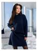 European and American style semi-turtleneck sweater set women's autumn and winter new loose knitted A-word hip-wrapped skirt two-piece set