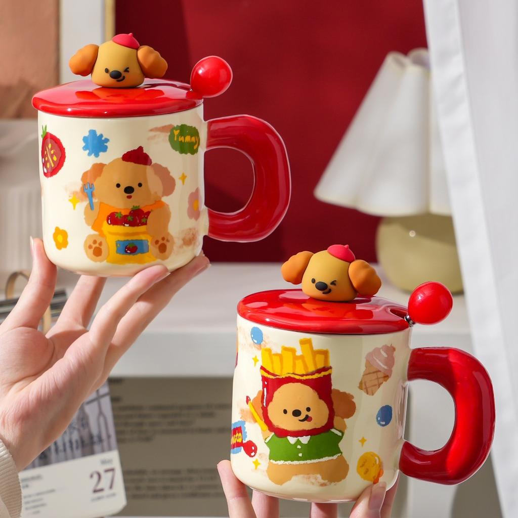 Cute Pet Cartoon Puppy Ragdoll Ceramic Mug Cute Office Girls Water Mug Gift Couple Breakfast Cup