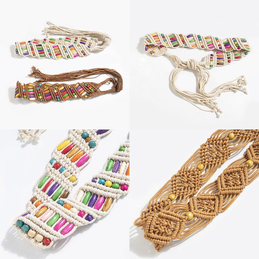 Ceinture de taille Bohème avec Tissage Perlé pour Mode Vintage de Station Balnéaire Accessoire Femme