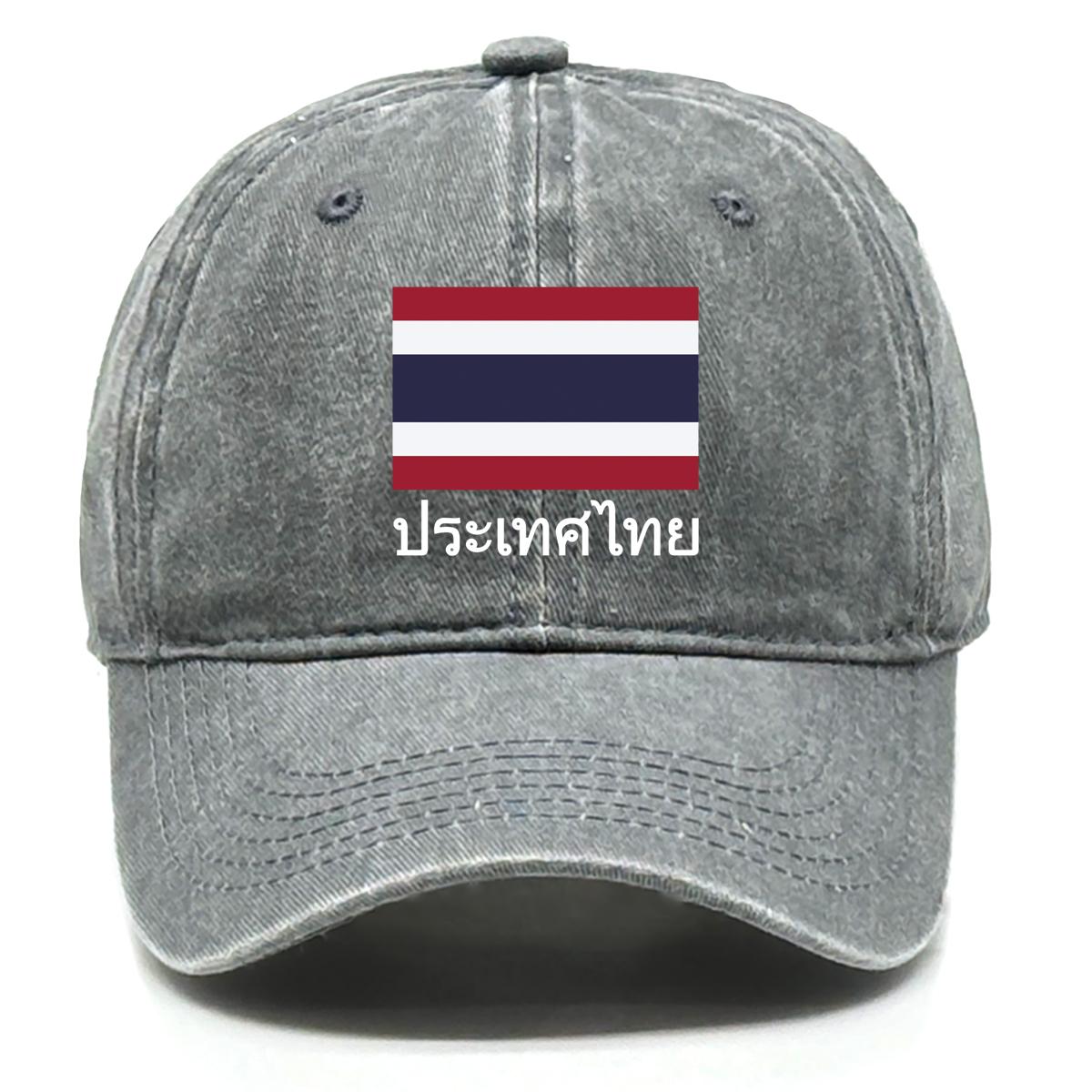 

Flag of Thailand Print Adjustable Sun Hat, Patriotic Mesh Hat Fit Cozy Summer Cotton Snapback Baseball Hat as the picture серый
