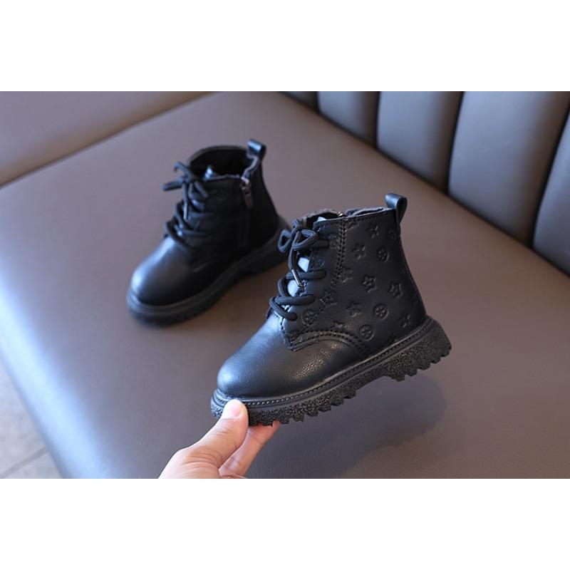 Moda Versátil Invierno Nuevo Algodón para Niños Botas de Cuero Británicas para Niños