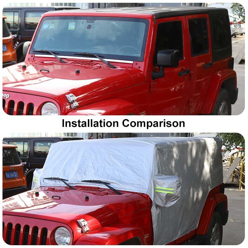 Wodoodporna osłona przeciwsłoneczna na przednią szybę na każdą pogodę pasuje do Jeep Wrangler JK dla Wrangler JL wersja 4-drzwiowa 2007-2023 akcesoria zewnętrzne