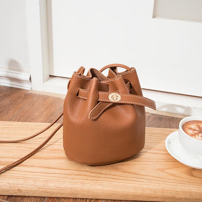 Tide Mini Bucket Women's Bag Fashion Casual Lychee Pattern Crossbody Shoulder Bag
