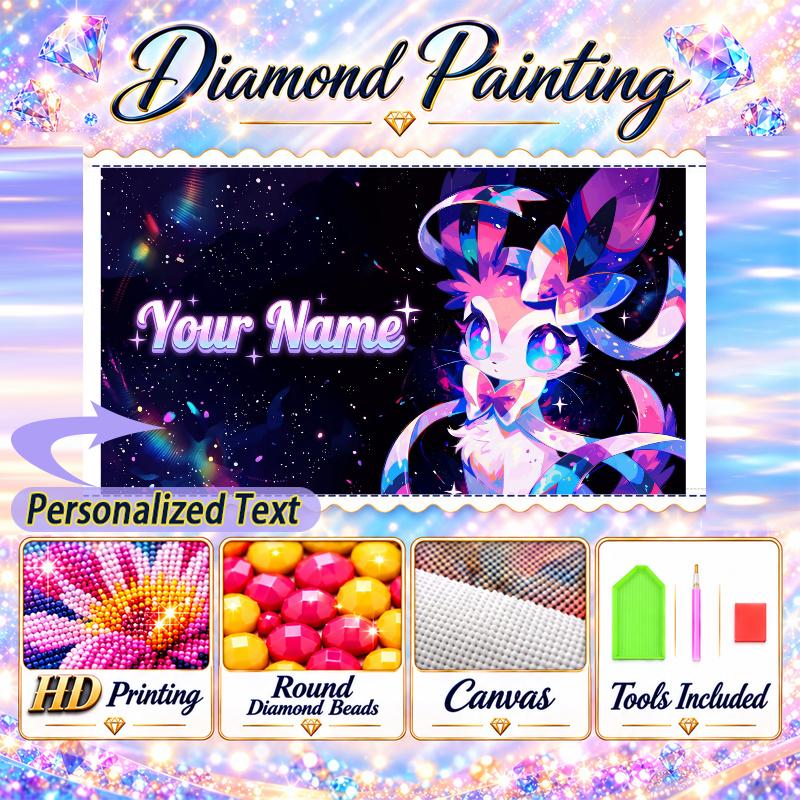 Personalized espeon Diamond Art Custom Name 5D Diamond Painting Full Drill DIY Craft