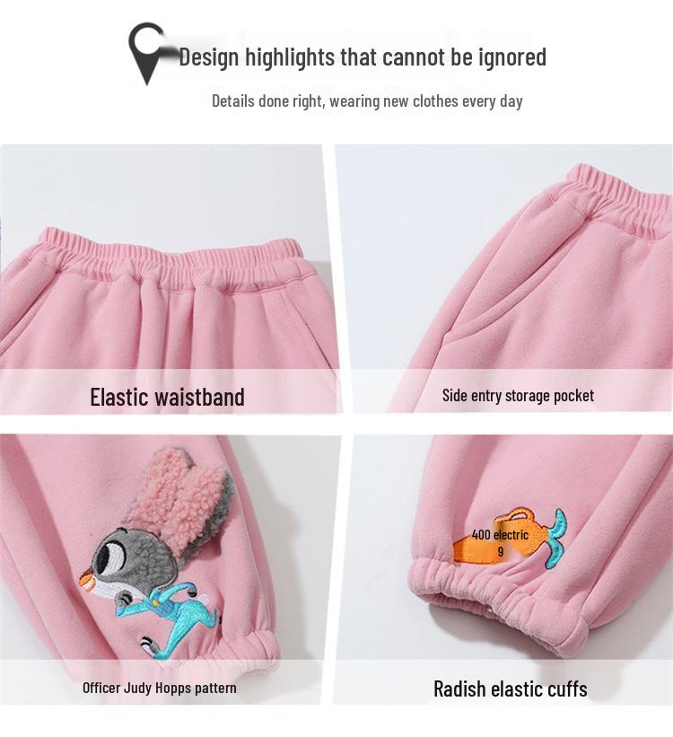 Mädchen Fleecegefütterte Hasen-Sweathose für Frühling & Herbst - Vielseitige, Dicke Winterhose für Babymädchen