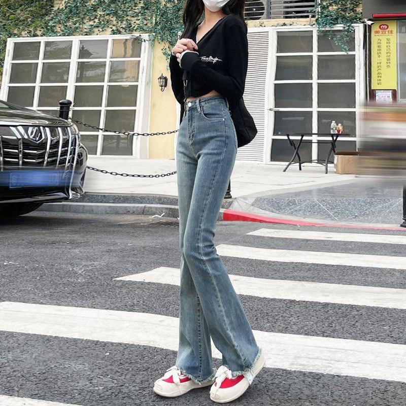 High-waisted Pants Slim Stretch Flared Retro Floor Pants