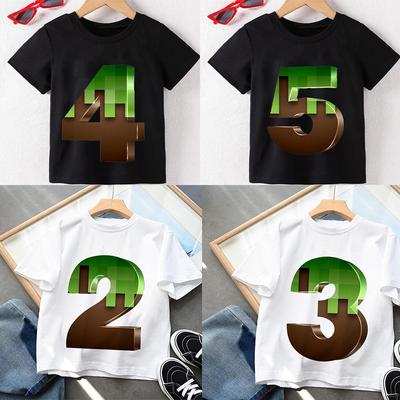 T-shirt dla dzieci nowy wszystkiego najlepszego z okazji urodzin dla dzieci nadruk kreskówkowy numer 2-9 T-shirt z nadrukiem koszulki dla dzieci chłopiec i dziewczyna prezent Tshirt prezent