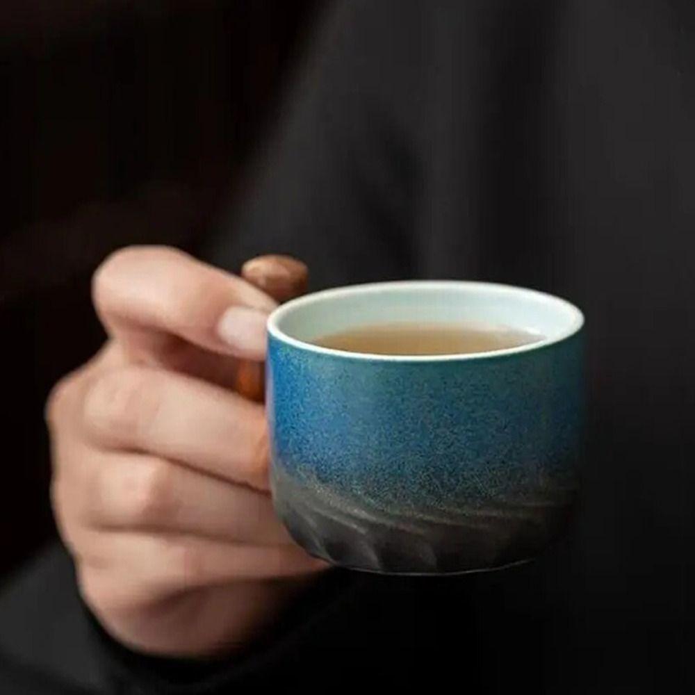 60ml Retro Ceramics Coffee Mug Wood Handle Water Cup Drinkware Tea Cup  Office