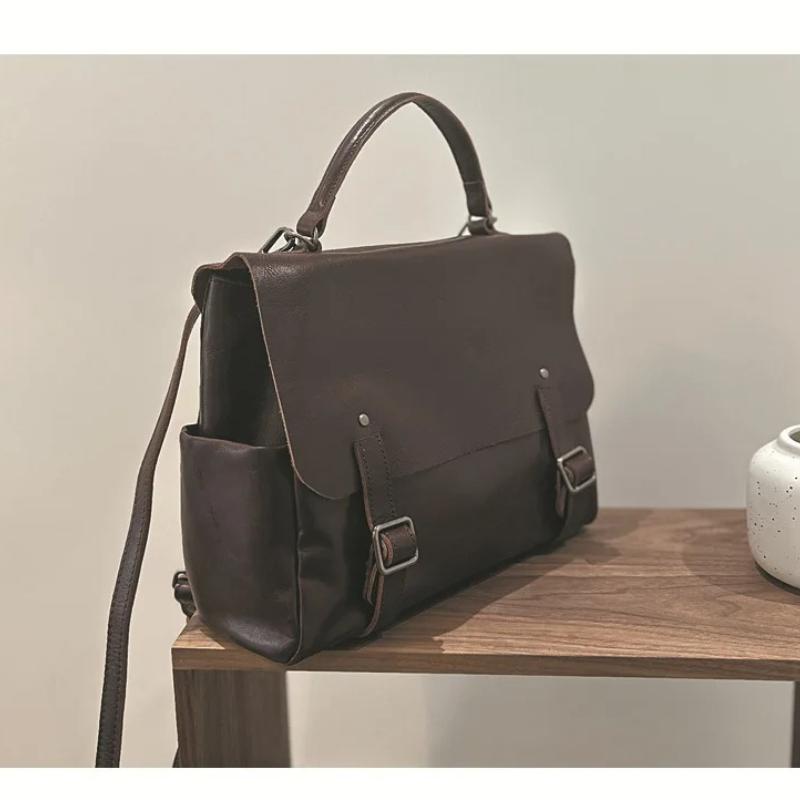 Johnature Genuine Leather Women's Backpack Large Capacity Commuting Travel Backpack Multi Functional Shoulder Bag
