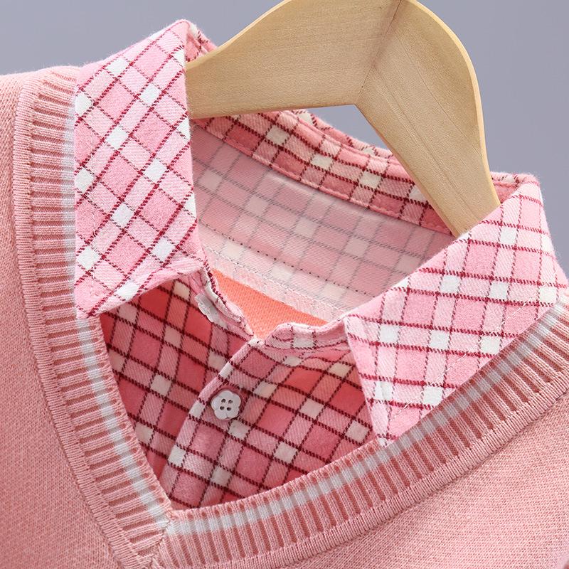 Baumwollpullover für Mädchen, Zwei-in-Eins, mit Fleecefutter für Frühling und Herbst - Perfekt für Grundschülerinnen und ältere Kinder