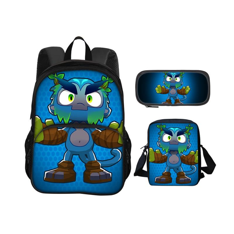 Bloons TD 6 round front bag backpack pencil case shoulder bag 3Pcs Set game printing kindergarten primary school boys and girls