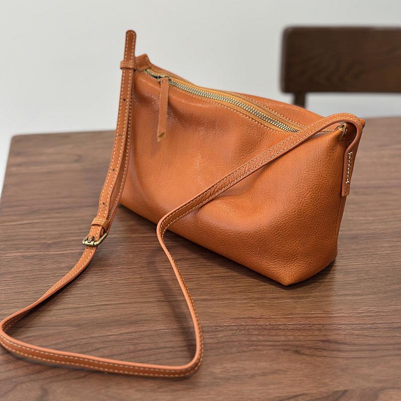 2025 Genuine Leather Versatile Small Bag, Top Layer Cowhide Crossbody Bag, Lightweight Dumpling Bag, Shoulder Bag