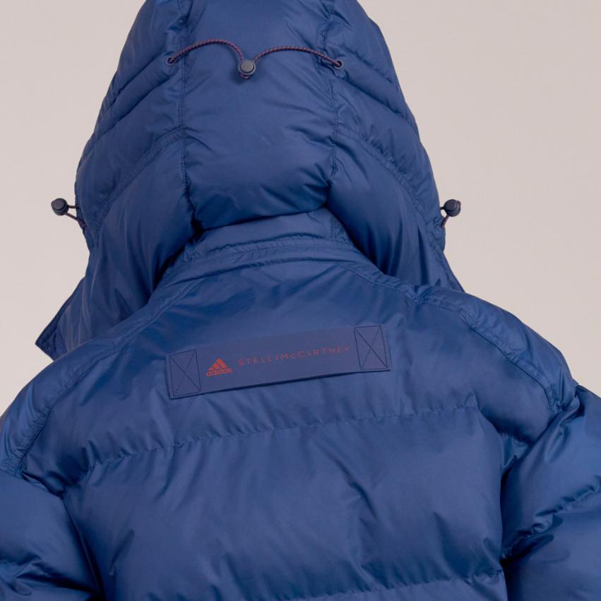 Adidas X Stella McCartney Collaboration Solid Color Logo Pocket Printed Long Cotton Coat Women Coats Blue HI6083