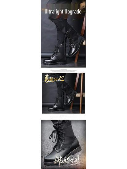 Men's Shock Absorption Outdoor Combat Boots - Breathable Hiking & Security Footwear with Wool Lining.