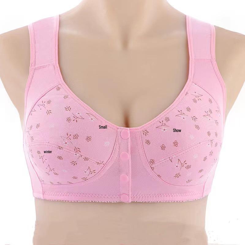 Wire-Free Front Closure Cotton Bras for Middle-aged & Elderly Moms - Plus Size Vest Style