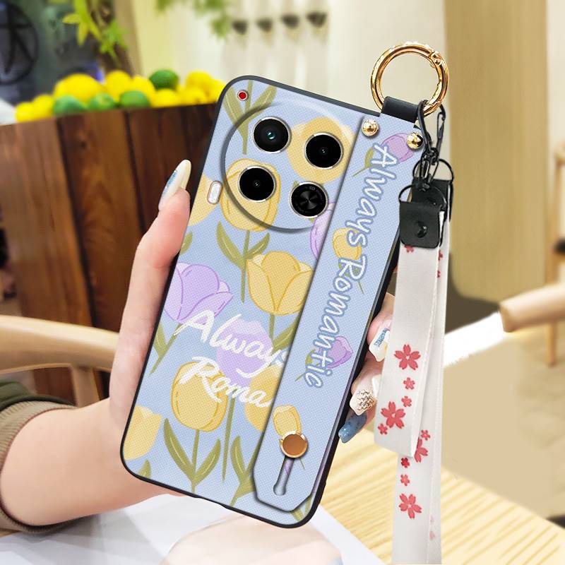 Waterproof Durable Phone Case For Tecno Camon30/4G/5G/CL6/CL7 Oil Painting Soft Case Kickstand Wristband Protective Ring