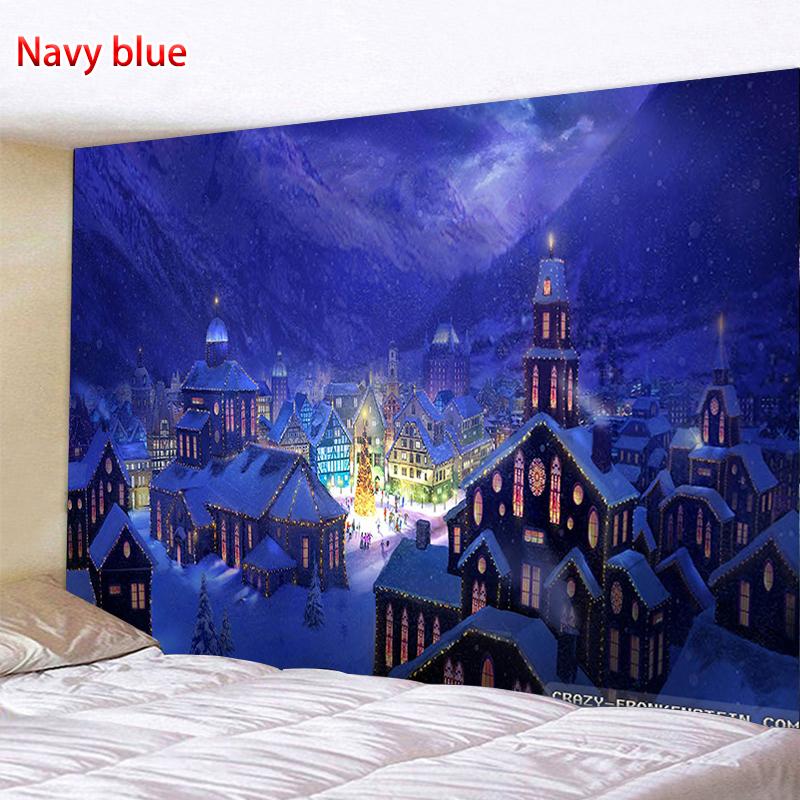 Christmas Tapestry Christmas Tree and Fireplace Warm Family Wall Hanging Backdrop Home Room Decoration Gift
