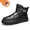 Winter New Mid Top Casual Cotton Shoes Warm and Waterproof Winter Velvet Versatile Snow Boots 2024 New  Men's Cotton Shoes Black