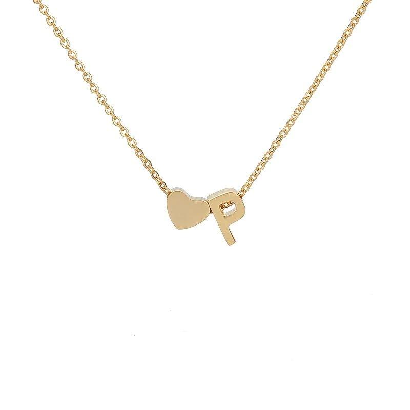 Kulei Stainless Steel Jewelry European and American English Letter Peach Heart Love Combination Necklace