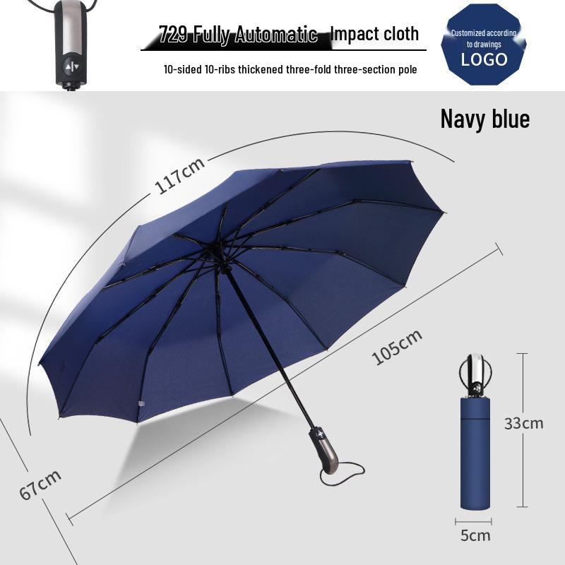 Automatic 60-Rib Folding Umbrella with UV Sun Protection