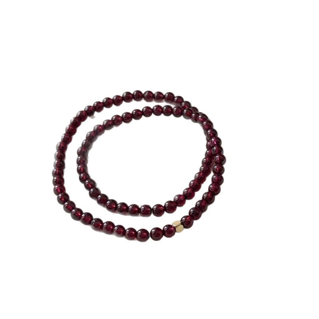 Beaded Garnet & Gold Square Bead Double Wrap Bracelet for Men & Women