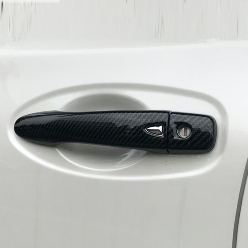 Für Nissan Navara NP300 RX D23 2015- Zubehör glänzend schwarz Kohlefaser-Muster Auto Seite Türgriff Abdeckungen Zierleiste 2016