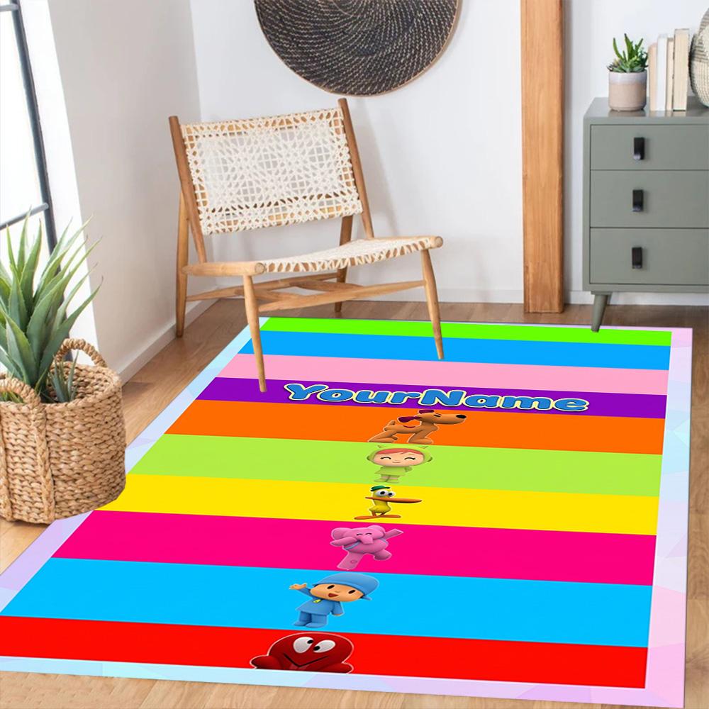 Pocoyo Customized Name Floor Rug Office Rug Perfect for Dining Room Study Room Living Rooms Bedrooms Antislip Carpet Anime Office Decor
